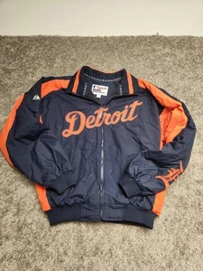 Vtg Majestic Authentic Detroit Tigers Fleece Lined Bomber Jacket Size Large - Picture 1 of 8