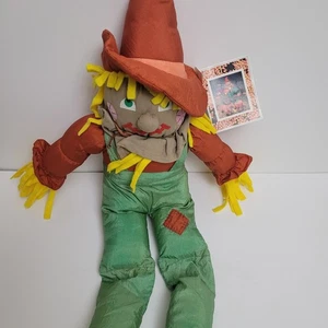 Vtg Parachute Scarecrow Stuffed Halloween Decor Nylon NWT Thanksgiving Fall - Imagen 1 de 6