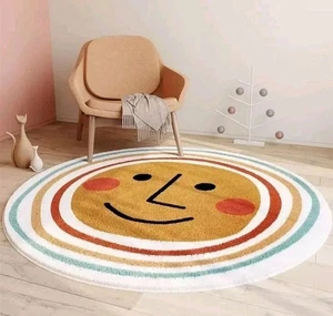 Round Carpet Bedroom Cute Cartoon Kid's Area Rug Bedside Floor Mat Soft 100cm - Picture 1 of 8
