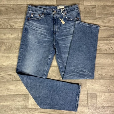 Pantalones de mezclilla rectos de tiro alto Saige lavado medio Adriano Goldschmied talla 31 nuevos sin etiquetas Foto 1 de 4