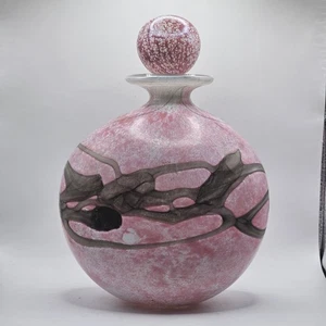 Vintage Mdina iridescent pink and gray glass Scent bottle, Stunning Signed Piece - Picture 1 of 11