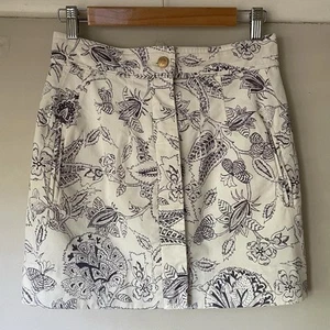 Isabel Marant White & Navy Floral Print Cotton Mini Skirt - Picture 1 of 7