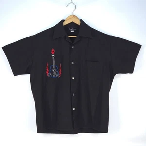 Camisa de Bowling Guitarra Johnny Gamuza Llama XL Y2K Puntada Años 90 Rockabilly Hecha en EE. UU. - Imagen 1 de 14