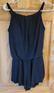 Aqua Green Women's Sz Small Swim Romper w/ Pockets One Piece Swimsuit Black - Picture 1 of 4