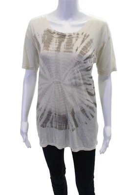 Raquel Allegra женщин хлопок короткий рукав круглый вырез галстук краситель Топ кремовый размер 02 - Изображение 1 из 4