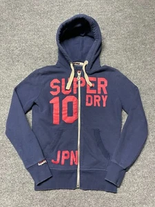 Superdry Hoodie Mens Small Full Zip Sweatshirt Jacket Fleece Athletic Blue - Picture 1 of 13