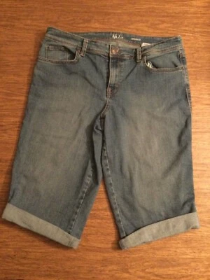 Style&Co. Cuffed Skimmer Women's size 12 Dark Wash Blue Denim jean Shorts - Image 1 of 4