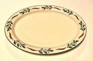 Plato para servir ovalado Lenox Chinastone Collection 16-1/4" Country Holly Berry EE. UU. - Imagen 1 de 4