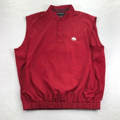Footjoy Vest Mens Medium Red 1/4 Button Lightweight N.O.C.C Tree Embroidered - Image 1 of 4