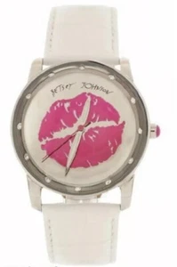 BETSEY JOHNSON goldfarbene Uhr ""KISS LIPS"" WEISSES Band neu mit Etikett - Bild 1 von 1