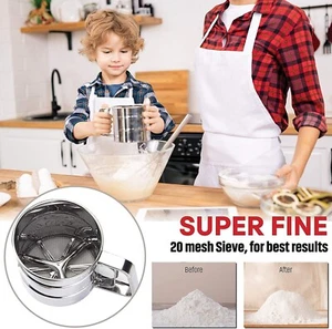 Stainless Steel Mesh Flour Sifter for Baking Double Layer Fine Mesh Baking - Picture 1 of 9