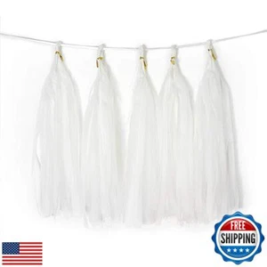 Binpeng White Tissue Paper Tassel DIY Hanging Paper Decorations Party Garland - Picture 1 of 5