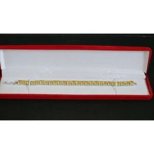 Brazalete Corte Brillante Citrino Dorado 7" Rodio Sobre Plata Cierre Plegable - Imagen 1 de 4