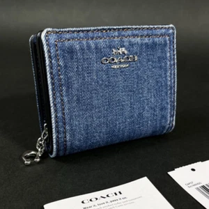 Coach Denim Indigo Zip/Snap Wallet CAP07 Silver No Box - Bild 1 von 6