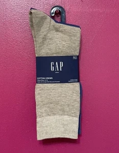 GAP Men's Cotton Crew Dress Socks 3-Pairs Brown Blue Fits Shoe Sizes 6-12 NEW! - Picture 1 of 3