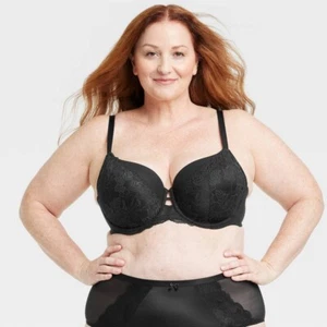 Auden 46DD Women's Lightly Lined Balconette Bra in Black - Picture 1 of 8
