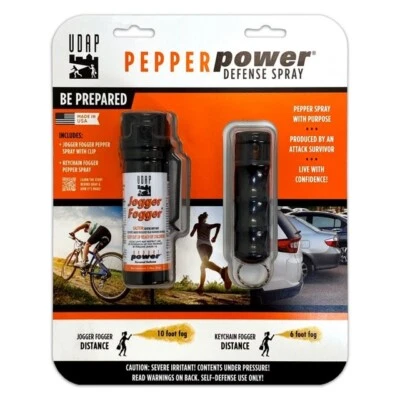 UDAP Jogger Fogger Pepper Power Defense Spray 2pk (1) Fogger w/Clip (1) Keychain Fogg