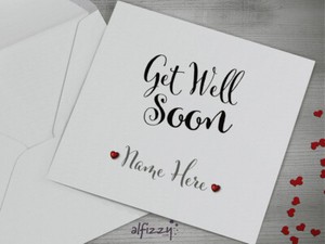 Get Well Soon Card - Personalised with Name & Heart Gems - 🏥 ❤️