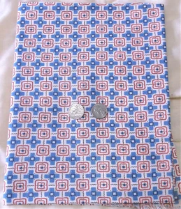 #2Vtg Feed Sack Fabric/Quilt/Material Red & Blue Square Pattern on White 44X36 - Picture 1 of 4