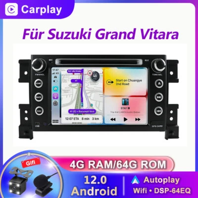 DSP Autoradio Für Suzuki Grand Vitara GPS Android 14 Navi CarPlay CD DVD 4G+64GB - Bild 1 von 4