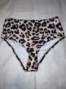 New Animal Print Bikini Bottoms Tan Brown Black Medium 8/10 Cheetah Leopard M - Picture 1 of 5