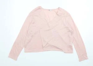 H&M Womens Pink V-Neck Polyester Blend Cardigan Size L - Picture 1 of 12