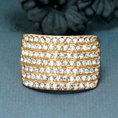 Anillo cúpula de cóctel con estrás de cristal transparente enchapado en oro rosa talla 6,5 para mujer 6217 Foto 1 de 4