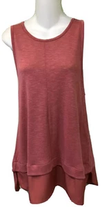 J Crew Red/Orange Melange Sz L Sleeveless Top Trimmed Bottom Crew Neck Blouse N - Picture 1 of 12