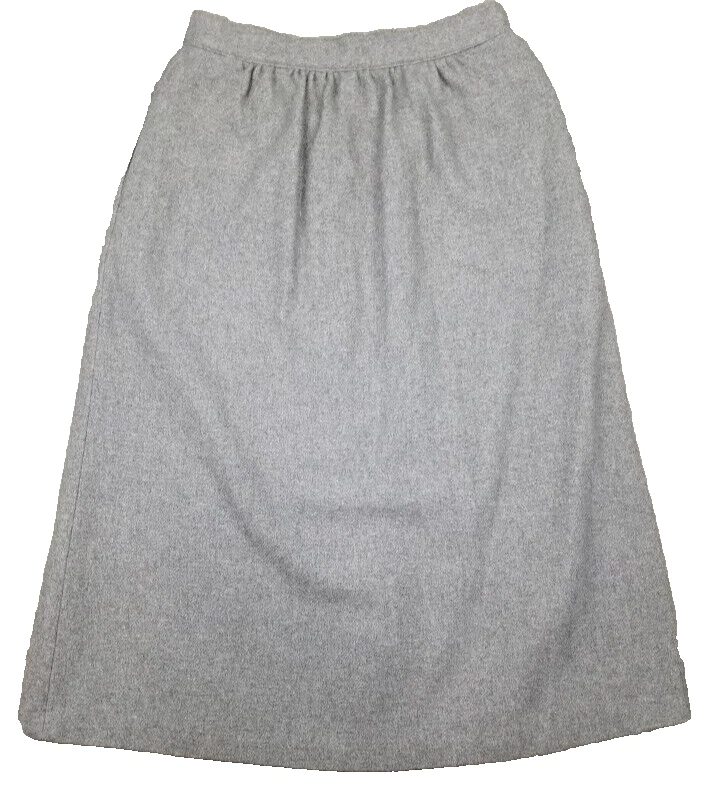 Vtg Midi Skirt 7 Gray A-line Wool Blend Corp Preppy Career Capsule Work W24 L26 - Image 1 of 4