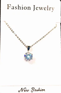 Crystal Pendant Chain Necklace with Extender Women Lady NEW - Picture 1 of 9