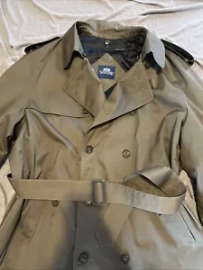 Stafford Executive Trench Coat Long Men's 48 Khaki Removable Wool Liner Vintage - Picture 1 of 5