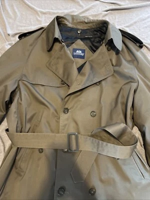 Stafford Executive Тренч длинный мужской 48 хаки съемный шерсти вкладыш винтажный - Изображение 1 из 4