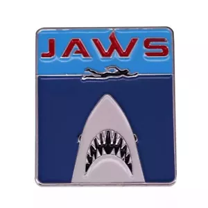 Jaws Enamel Pin Shark And Swimmer Surf Wave Enamel Pin Jaws - Picture 1 of 4