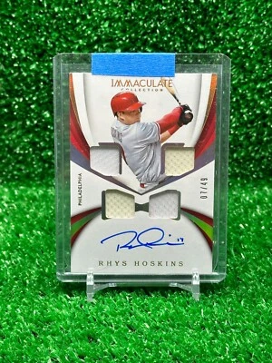 2018 Panini Immaculate Quad Materials Gold #'d 07/49 Rhys Hoskins Rookie Auto RC - Image 1 of 2