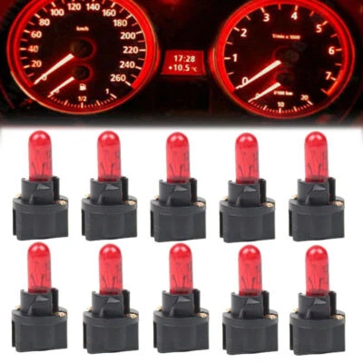 10pcs Red T5 SMD 1.2W Car Interior LED Dashboard Instrument Light Lamp Bulbs - Image 1 of 4
