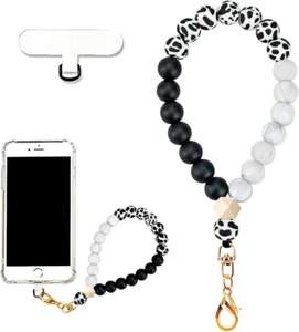 Marble Silicone Beaded Phone Wrist Strap, Cellphone Lanyard with Tether Tab, Ela - Picture 1 of 12