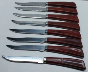 Lote de 8 Cuchillos Quikut QUIKKLE Acero Inoxidable Mango Marrón De Colección - Imagen 1 de 14
