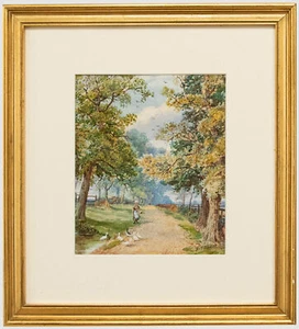 F. P. Wright  - Late 19th Century Watercolour, Feeding the Ducks - Picture 1 of 6