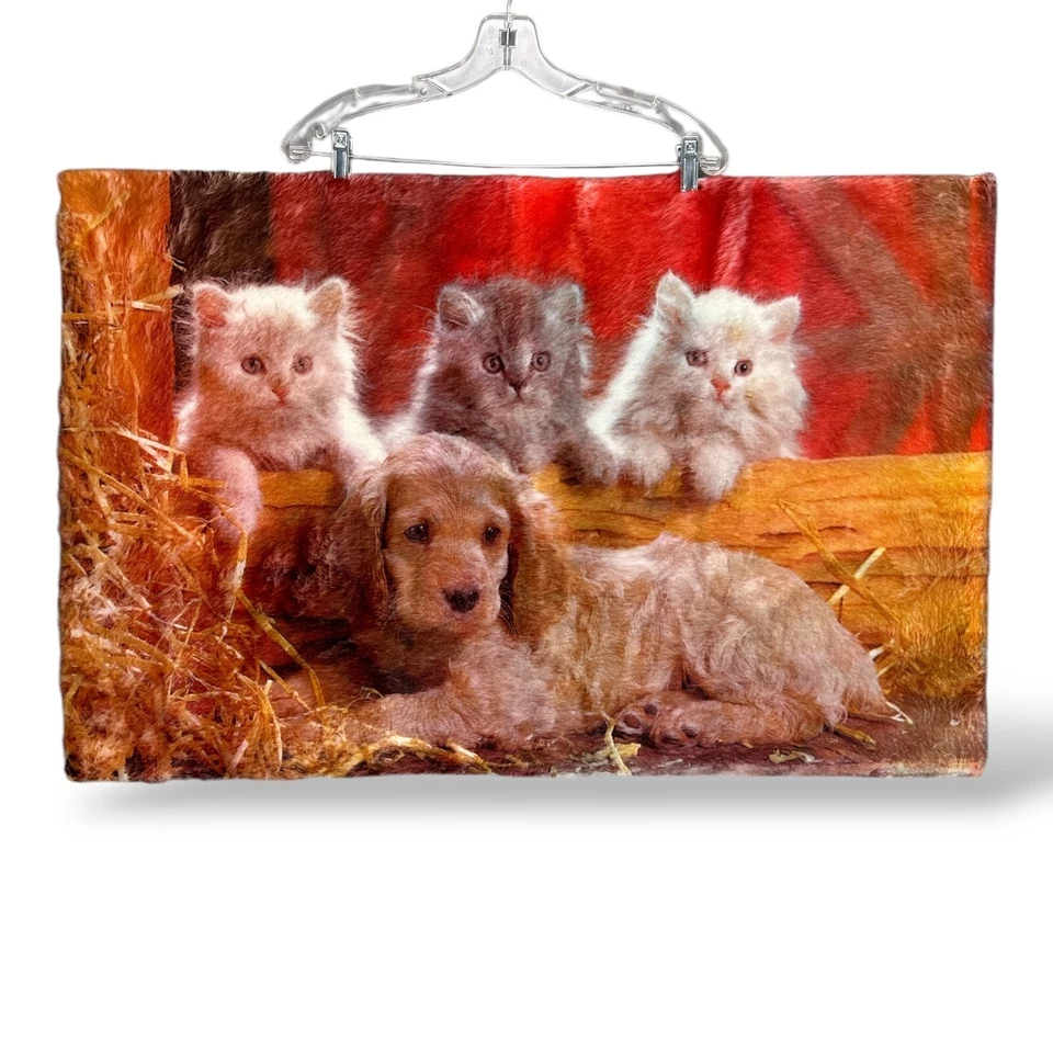 Alfombra peluda difusa de colección años 60 70 alfombra impresa gatitos gatos perro alfombra de baño maximalista Foto 1 de 4