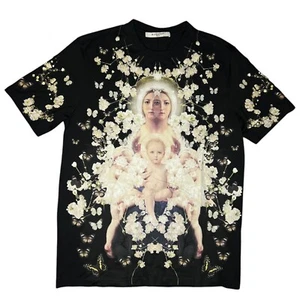 GIVENCHY F/W 2015 Black Madonna Print Floral Oversized T-Shirt Tee Sz XS - Picture 1 of 9