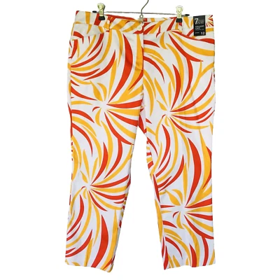 NWT New York & Company  7th Avenue Pant Straight Crop Sz 12 Sateen Red Orange - Image 1 of 4