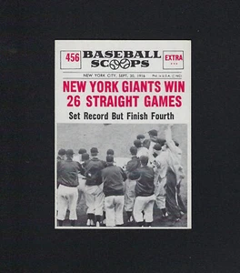 Cucharadas de béisbol Nu-Card 1961 #456 New York Giants ganan 26 seguidas casi nuevas - Imagen 1 de 2