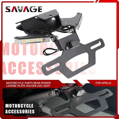 Soporte de matrícula de guardabarros trasero para Aprilia RSV4 1100 Tuono V4 RS660 luz LED Foto 1 de 4