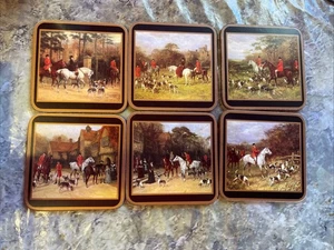 Pimpernel Vintage Acryl sechs traditionelle Untersetzer Vintage Reitsport Fuchsjagd - Bild 1 von 11