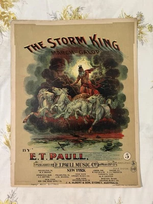 “The Storm King” (March-Galop) By E.T. Paull 1902 Antique Sheet Music Lithograph - Image 1 of 3