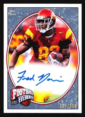 2008 Upper Deck Heroes Fred Davis Autographs RC Blue Auto #/250 USC Trojans - Image 1 of 2