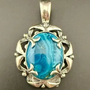 Signed CAROLYN POLLACK Sterling Silver CHRYSOCOLLA Pendant - Bild 1 von 5