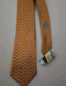 Neu mit Etikett J. McLaughlin Krawatte geometrisches Muster blau & orange - Bild 1 von 2