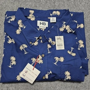 Harbor Bay HB Palm camicia hawaiana uomo 5XLT manica corta tasca bottoni nuova con etichette - Foto 1 di 8