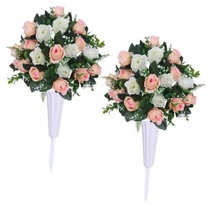 Artificial Cemetery Flower, Rose Headstone Flower Outdoor Grave - Picture 1 of 7